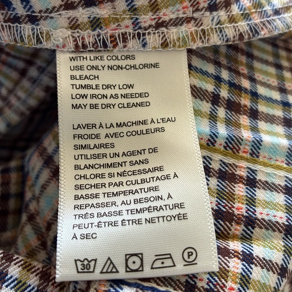 Free People Multicolor Plaid A-Line Mini Skirt. Pleaded. Ivory Combo. Size 14. - Picture 6 of 7